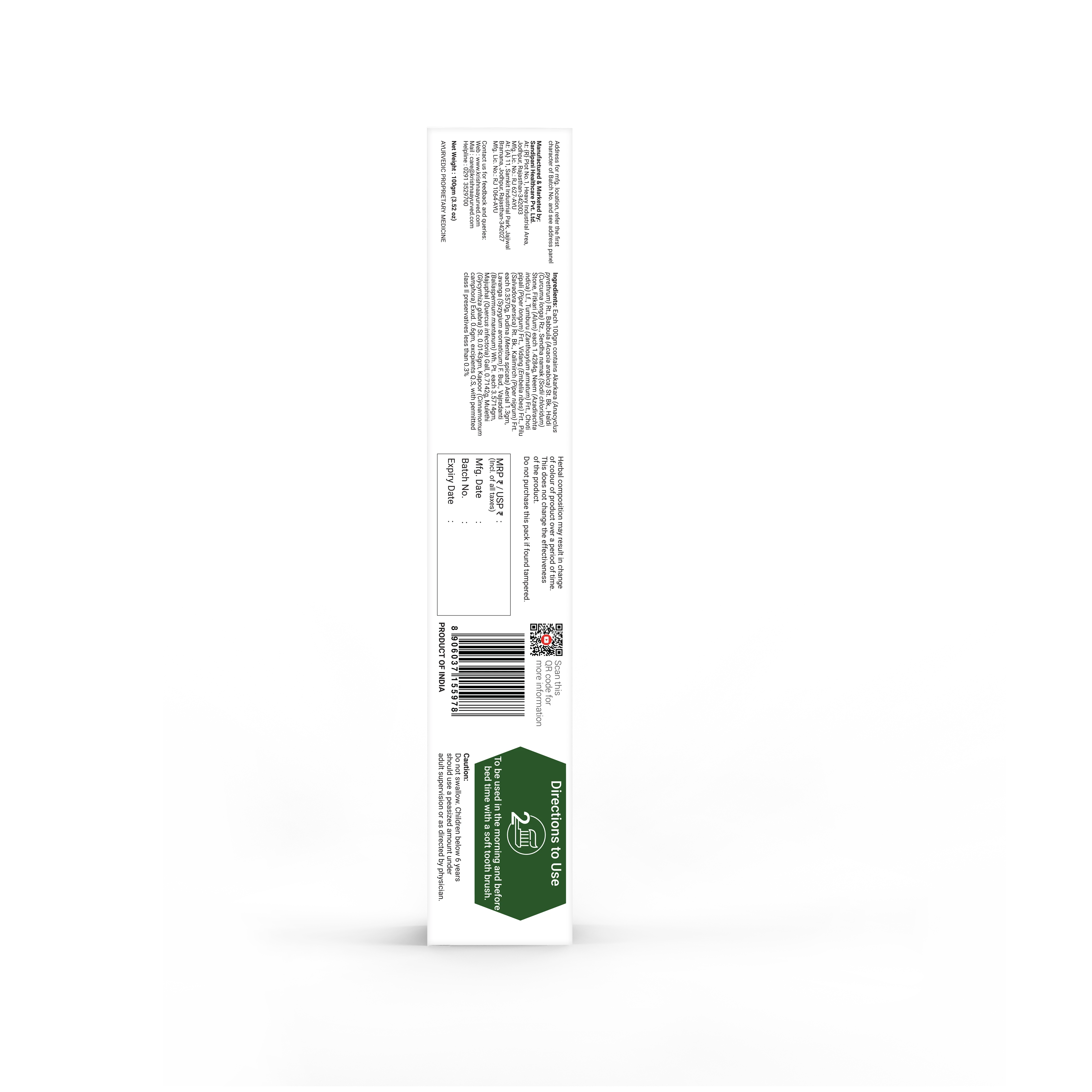 SLS Free Dantoshad Ayurvedic Toothpaste - Image 10